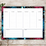 Undated Vertical Weekly Planner, Todo List, Notes<br><div class="desc">Undated vertical weekly planner with colourful fireworks accents on the decorative border. Has a spot for a  to-do list and notes.</div>