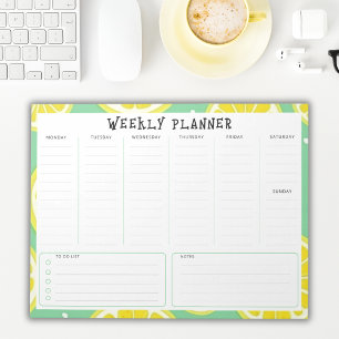 Undated Weekly Planner, Yellow and Green Accents Notepad