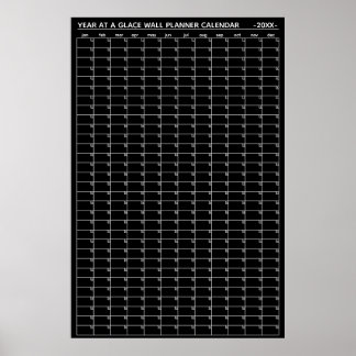 Undated Year At A Glance Wall Planner Calendar Poster