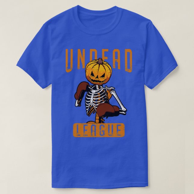 Undead Boxing League Boxer Halloween Pumpkin Skele T-Shirt (Design Front)