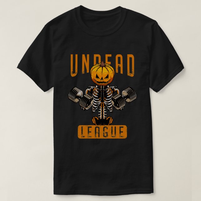 Undead Fitness League Workout Halloween Pumpkin Sk T-Shirt (Design Front)
