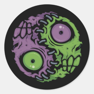 Undead Harmony: Zombie Yin Yang Symbol Classic Round Sticker