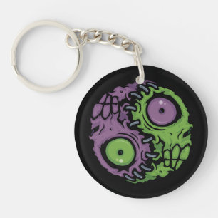 Undead Harmony: Zombie Yin Yang Symbol Key Ring