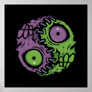 Undead Harmony: Zombie Yin Yang Symbol Poster