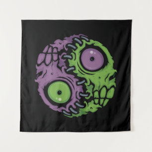 Undead Harmony: Zombie Yin Yang Symbol Tapestry