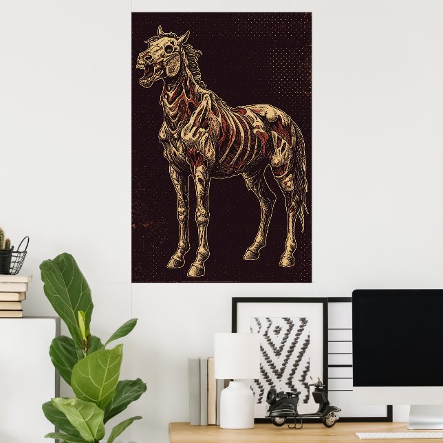 Undead Horse on Dark Gothic Backdrop Poster (Home Office)