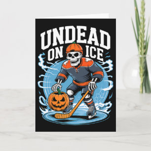 Undead On Ice Funny Hockey Skeletons Halloween  Card