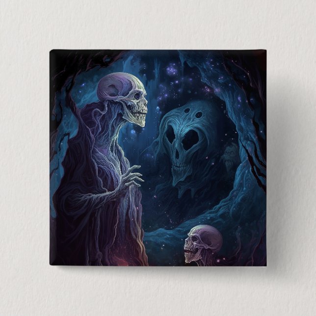 Undead Skeleton Creatures Horror Art 15 Cm Square Badge (Front)