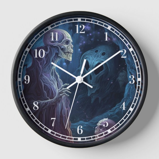 Undead Skeleton Creatures Horror Art Clock (Front)