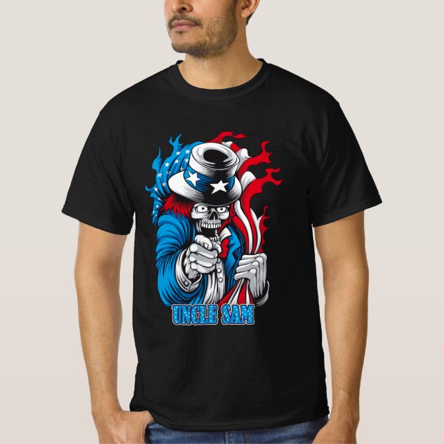 Undead Uncle Sam – A Patriotic Halloween Twist T-Shirt (Front)