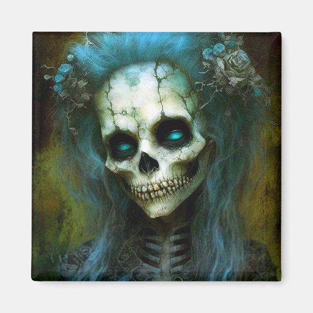 Undead Woman Skeleton Horror Magnet (Front)