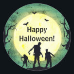 Undead Zombies Zombie Halloween Party Classic Round Sticker<br><div class="desc">customise for your event. The Party Text is removable or can be re-positioned.
Designed by Freepik</div>