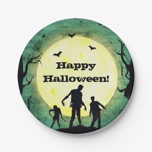 Undead Zombies Zombie Halloween Party Paper Plate (Front)