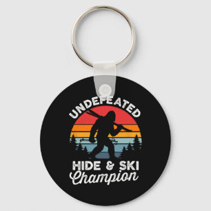 Undefeated Hide And Ski Champion Funny Bigfoot Vin Key Ring