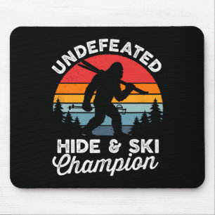 Undefeated Hide And Ski Champion Funny Bigfoot Vin Mouse Pad