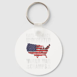 Undefeated World War Champs Veterans 4th Of July Key Ring