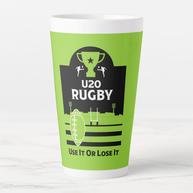 Under 20's Junior Rugby Players T-Shirt Latte Mug (Front)