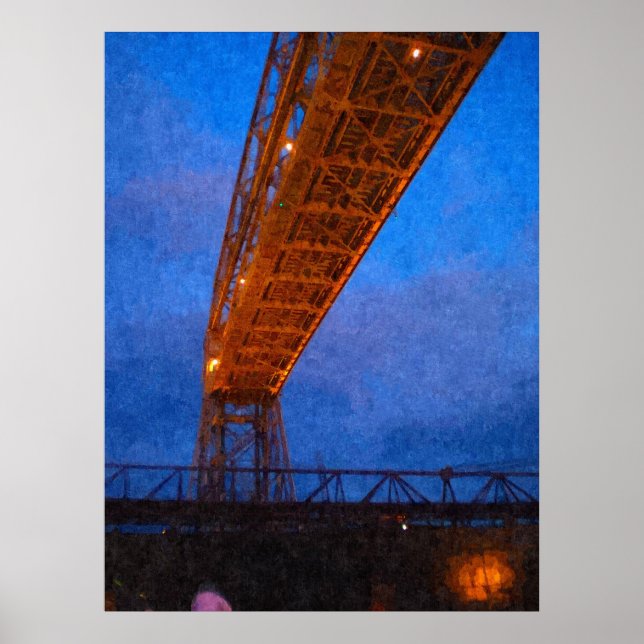 Under a raised Lift Bridge-Painting Print (Front)