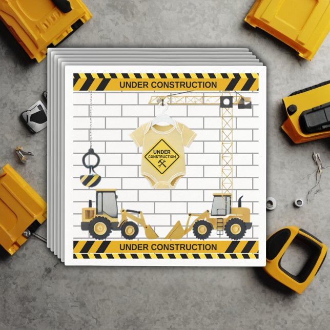 Under Construction Baby Clothes Baby Shower Napkin (Creator Uploaded)
