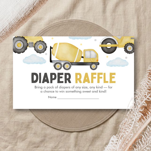 Under Construction Baby Shower Diaper Raffle Enclosure Card (Caution Baby Under Construction Baby Shower Diaper Raffle)