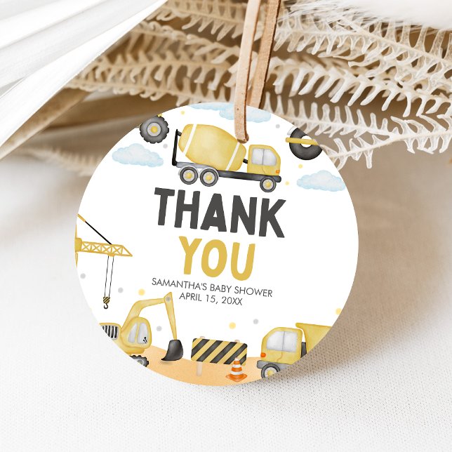 Under Construction Baby Shower Favour Tags (Caution Baby Under Construction Baby Shower Favor Tags)