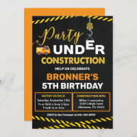 Under Construction Birthday Invitation