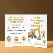 Under Construction Birthday Invitation Boy