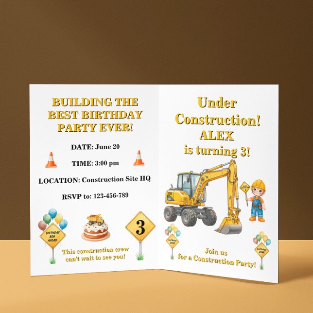 Under Construction Birthday Invitation Boy  (Creator Uploaded)