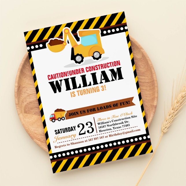 UNDER CONSTRUCTION Birthday Party Invitation (Creator Uploaded)