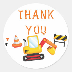 Under Construction Birthday Thank you Classic Round Sticker