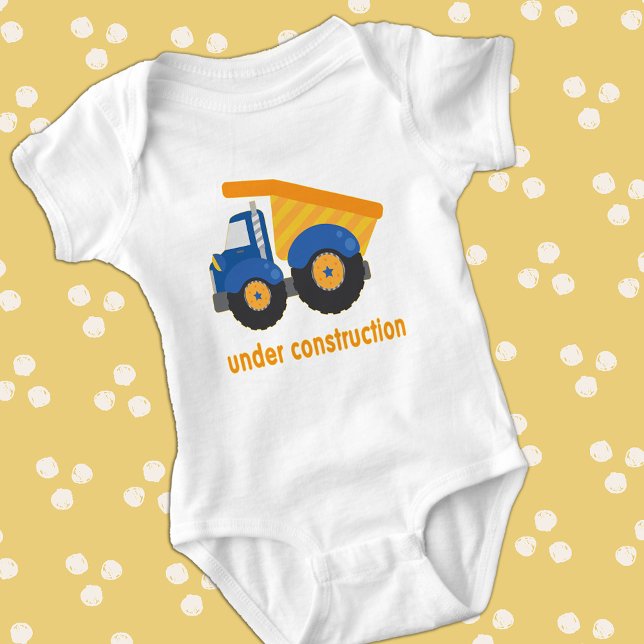 Under Construction Blue Truck Baby Bodysuit (Creator Uploaded)