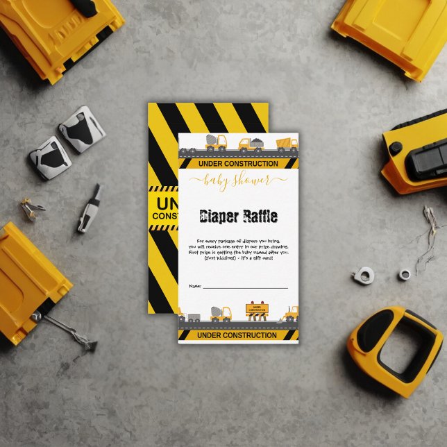 Under Construction Bulldozer Baby Shower Enclosure Card (Creator Uploaded)