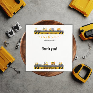 Under Construction Bulldozer Baby Shower Napkin