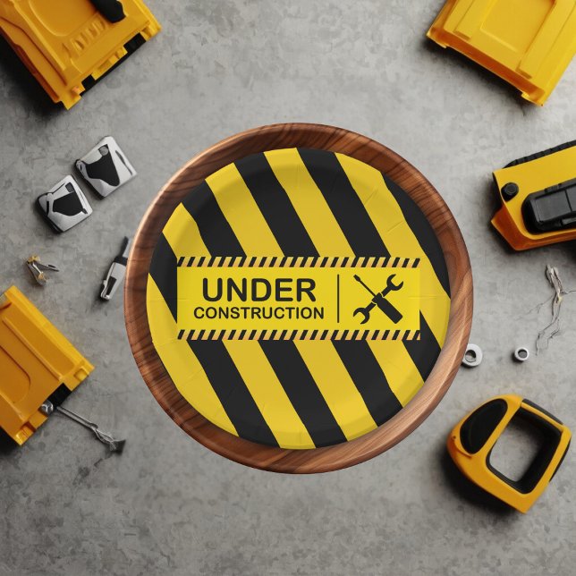Under Construction Bulldozer Baby Shower Paper Plate (Creator Uploaded)