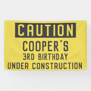 Under Construction Dump Truck Birthday Any Age Banner