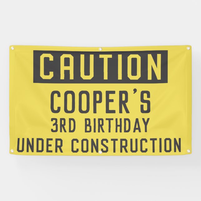 Under Construction Dump Truck Birthday Any Age Banner (Horizontal)
