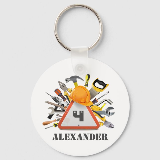 Under Construction Handyman Tools and Gadgets Key Ring (Front)