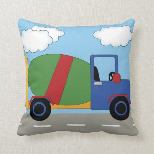 Under Construction Kids Cement Truck Pillow