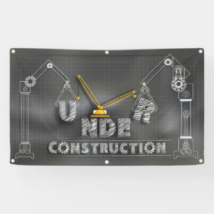 Under Construction Sign on Chalkboard Banner