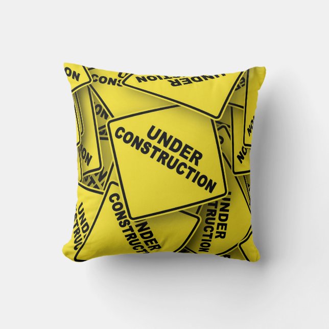 Under Construction Signs Cushion (Front)