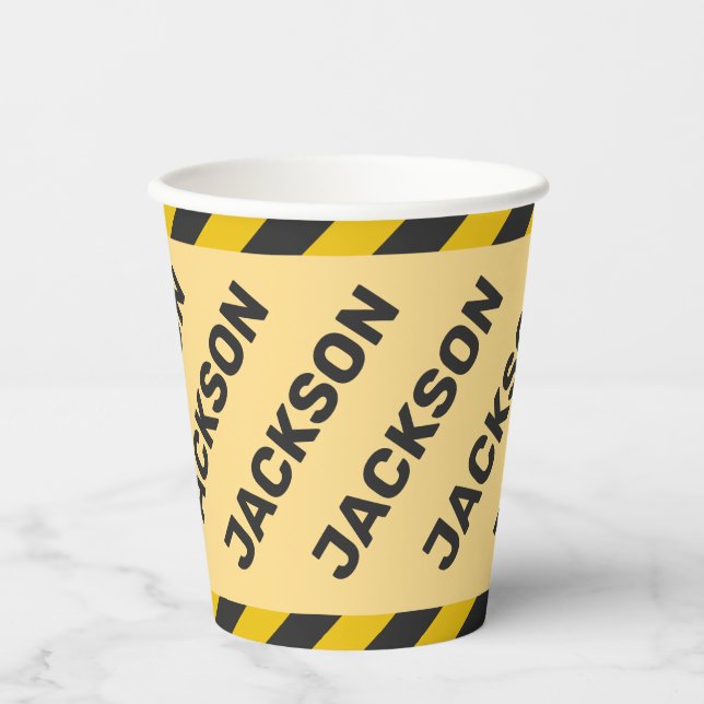 Under Construction Street Sign Graphic Paper Cups (Front)