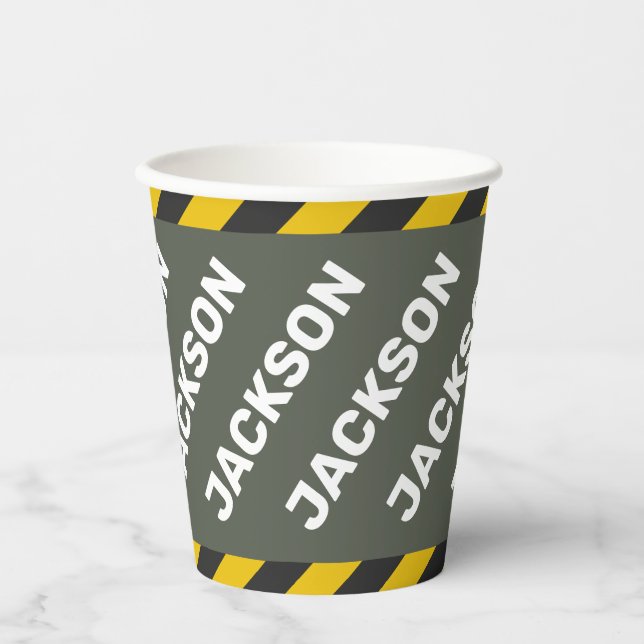 Under Construction Street Sign Graphic Paper Cups (Front)