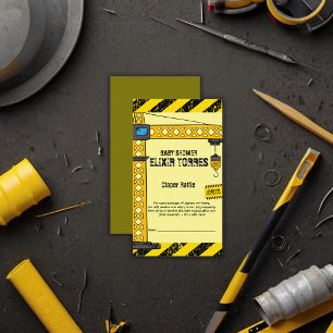 Under Construction Tower Cranes Baby Shower Enclosure Card