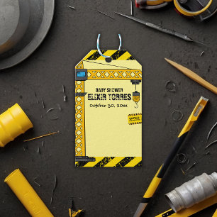 Under Construction Tower Cranes Baby Shower Gift Tags