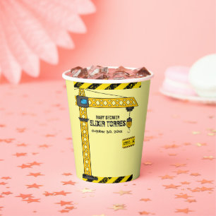 Under Construction Tower Cranes Baby Shower Paper Cups