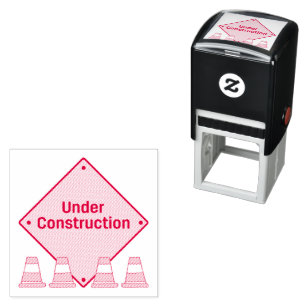 Under Construction with Cones Square  Self-inking Stamp