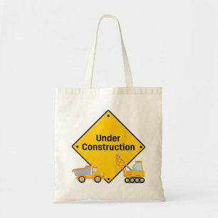 Under Construction with Trucks Tote Bag