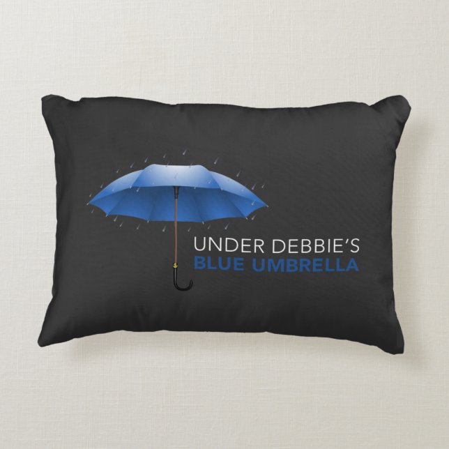Under Debbie's Blue Umbrella Decorative Cushion (Back)