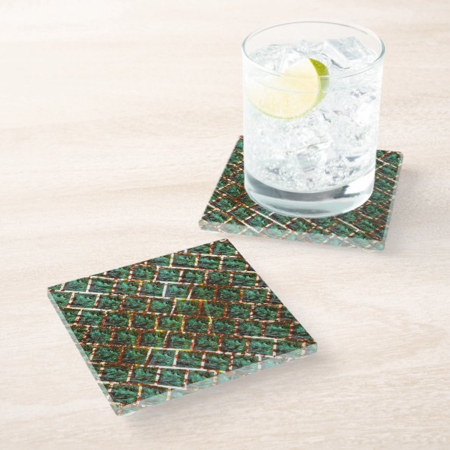 Under dirty and rusty grille glass coaster (Angled)