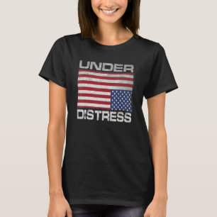 Under Distress Tattered Upside Down American Flag T-Shirt